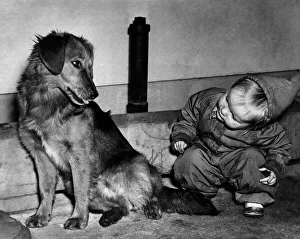 Mascot Prints: Sally Coope with Ronnie the mascot From The United States Navy destroyer Baker