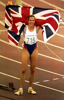Core58 Prints: Sally Gunnell after winning the 400 metres hurdles Olympic gold medal in Barcelona