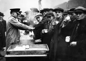 Coffee Prints: Salvation Army handing out free coffee to unemployed men in Manchester