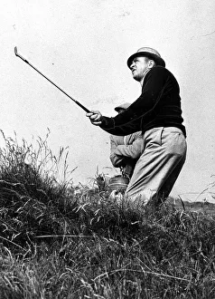 00189 Prints: Sam Snead golfer playing shot from rough Troon Old Course golf
