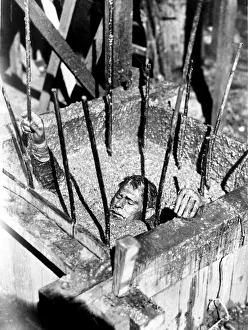 Sam Wanamaker buried in liquid concrete for the filming of Give Us This Day
