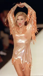 Show Prints: SAMANTHA FOX ARCHIVE - SAM FOX IN RED OR DEAD AT LONDON FASHION WEEK