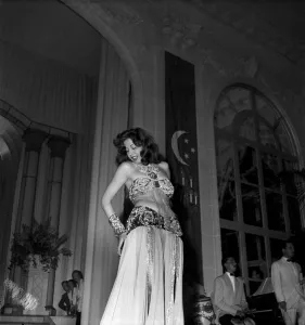 Samia Gamal Dances a Belly Dance at Franco Egyptian Gala in Deauville Casino before HM