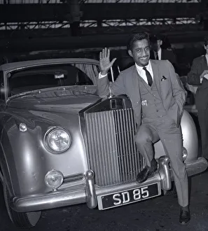 Rat Pack Prints: Sammy Davis Jnr with his new Rolls Royce outside Piccadilly station, Manchester