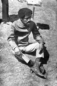 Sammy Davis Junior sulks after his tiff with Director Jerry Lewis on location of