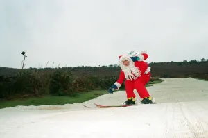 00594 Prints: Santa, alias Steve Prince, senior instructor at the Eston Ski Village gets into the mood