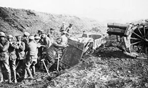Sappers seen here clearing the ground for a howitzer during the Third Battle of Ypres