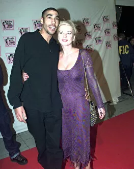 Images Dated 12th November 1998: Sara Cox TV Presenter MTV Awards November 1998 in Milan accompanied by her boyfriend