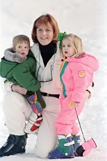 Sarah, The Duchess of York on holiday in Klosters with her daughters Princess Eugenie