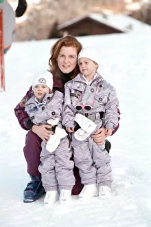 01506 Prints: Sarah, The Duchess of York on holiday in Klosters with her daughters Princess Eugenie