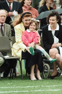 Sarah, Duchess of York and Princess Eugenie watching sports day at Upton House School