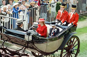 Carriage Prints: Sarah Ferguson, the Duchess of York and Princess Anne attend the first day of the Ascot