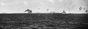 01449 Prints: A Savoia bomber of the Italian Air Force crashes in to the sea after a failed attack