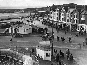 The scene at Barry Island yesterday afternoon when those who braved the heavy rain to