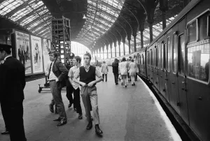 Police Prints: The scene at Brighton railway station where two dozen police officers sorted out