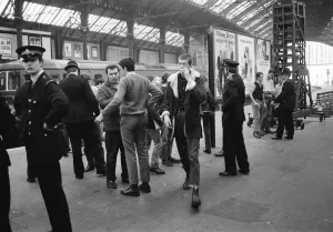 The scene at Brighton railway station where two dozen police officers sorted out