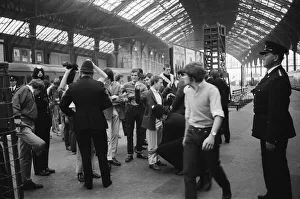 The scene at Brighton railway station where two dozen police officers sorted out
