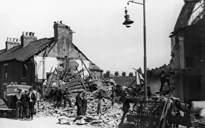 Scene of destruction showing damage to housing in Kingston Upon Hull after a bombing