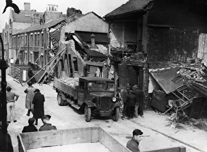 Scene of destruction showing damage to housing in Kingston Upon Hull after a bombing