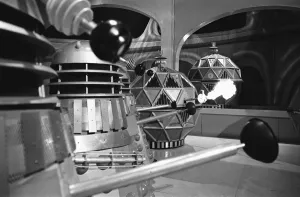 A scene from the Dr Who tv series, the story is called The Chase