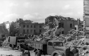 Scene at an incident during last nights attack by German pilotless aircraft on Southern
