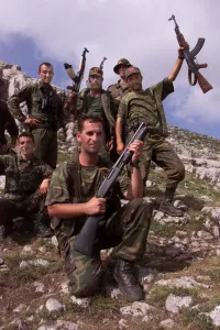 Former Yugoslavia Prints: Scene at the KLA front line positions inside Kosovo June 99 as the fighters