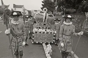 A scene from Leamingtons Carnival procession depicting the Beefeaters or Yeoman