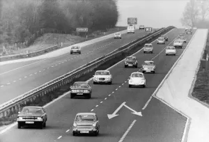 Motorways Prints: Scene on the M2 motorway after the Government and Petreol companies requested motorists