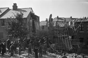 01462 Prints: The scene at No. 38 Dudley Road, Folkestone when a shell fired from the German batteries