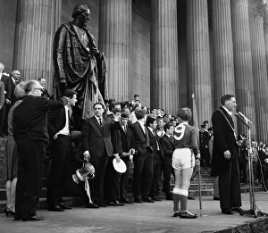 Scene outside St Georges Hall in Liverpool city centre as crowds await for the arrival
