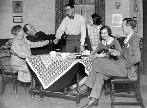 Meal Prints: Scene from the play Square Crooks at the Prince of Wales theatre in London March 1928