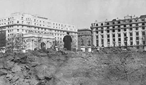 Flying Bomb Prints: Scene showing the devastation at Orators Corner at Marble Arch in London after a V2