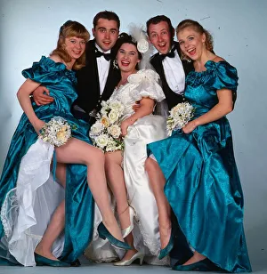 Scene from TV programme Take The High Road May 1991 group picture of best man
