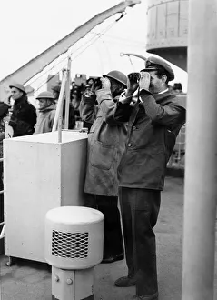 Binoculars Prints: Scenes aboard a British ship as landing ships and craft of the great armada reached