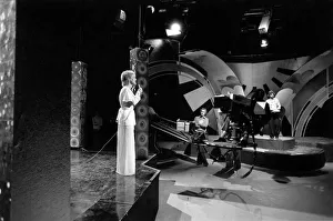 Scenes at BBC studios during the filming of the music televisin programme Top of the Pops