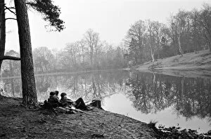 Images Dated 27th October 2016: Scenes of boys fishing at Keston Ponds, Kent. 9th January 1964