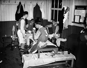 Scenes in the Crystal Palace dressing room at half time during their FA Cup first round