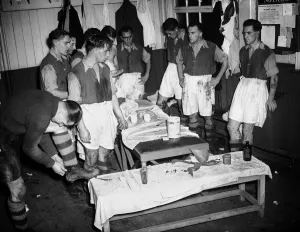 Scenes in the Crystal Palace dressing room at half time during their FA Cup first round