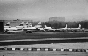 Scenes at Gatwick airport in London on the day that Laker Airways went bust