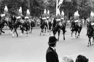 Scenes of great activity in The Mall as a rehearsal for the Royal Wedding takes place
