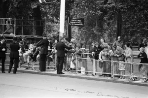 Scenes of great activity in The Mall as a rehearsal for the Royal Wedding takes place