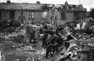 Scenes in Hull, the most severely damaged British city or town during the Second World