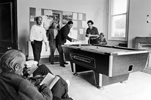 Homeless Collection: Scenes inside Norton house showing people playing pool in the games room