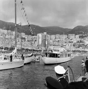 Scenes in Monte Carlo harbour as Grace Kelly arrives for her wedding to Prince Rainier