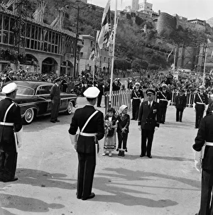 Scenes in Monte Carlo harbour as Grace Kelly arrives for her wedding to Prince Rainier