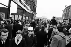 Stadiums Prints: Scenes outside Stamford Bridge stadium half an hour before a match between Chelsea v