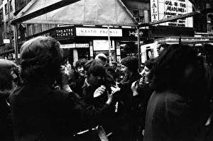 Scenes at The Prince of Wales Theatre in London when The Beatles arrived at the front