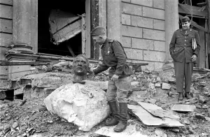 00492 Prints: Scenes at the Reichstag in Berlin showing a Russian soldier of the Red Army