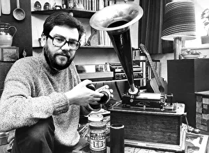 00275 Prints: School teacher Ray Stephenson with his record collection in April 1980