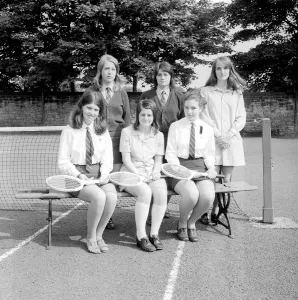 00330 Prints: Schoolgirls from Church High School in Newcastle model the latest fashion 14 July 1971